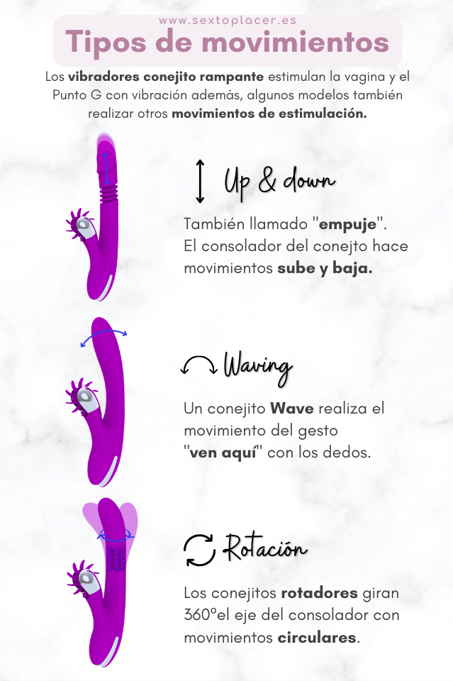 Tipos de funciones de vibrador conejito rampante